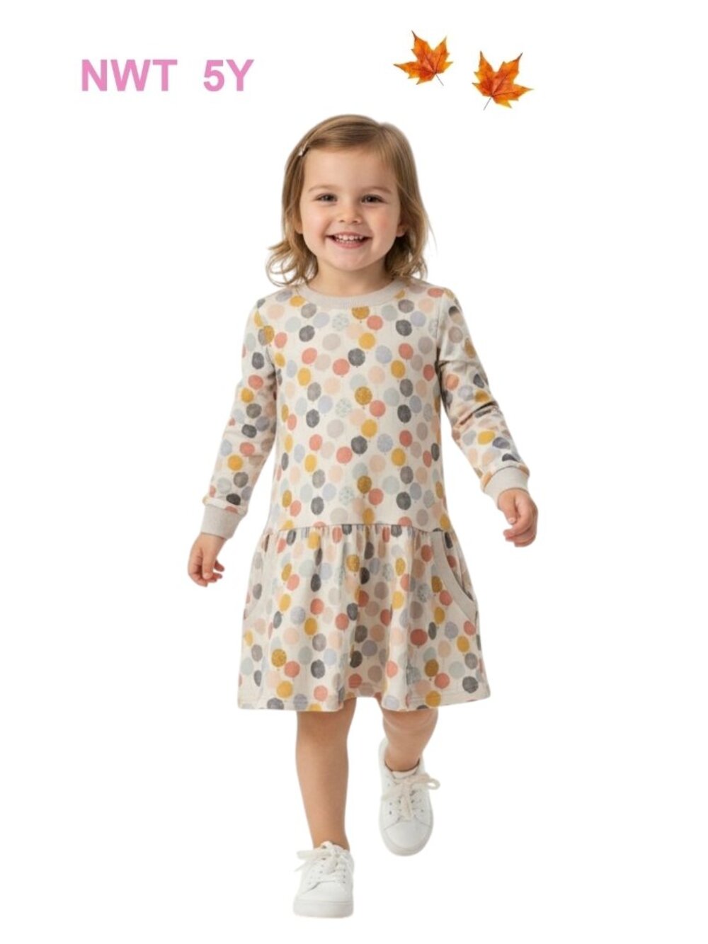 Vignette Balloons Pastel Colors Print Cotton Dress with pockets size 5Y